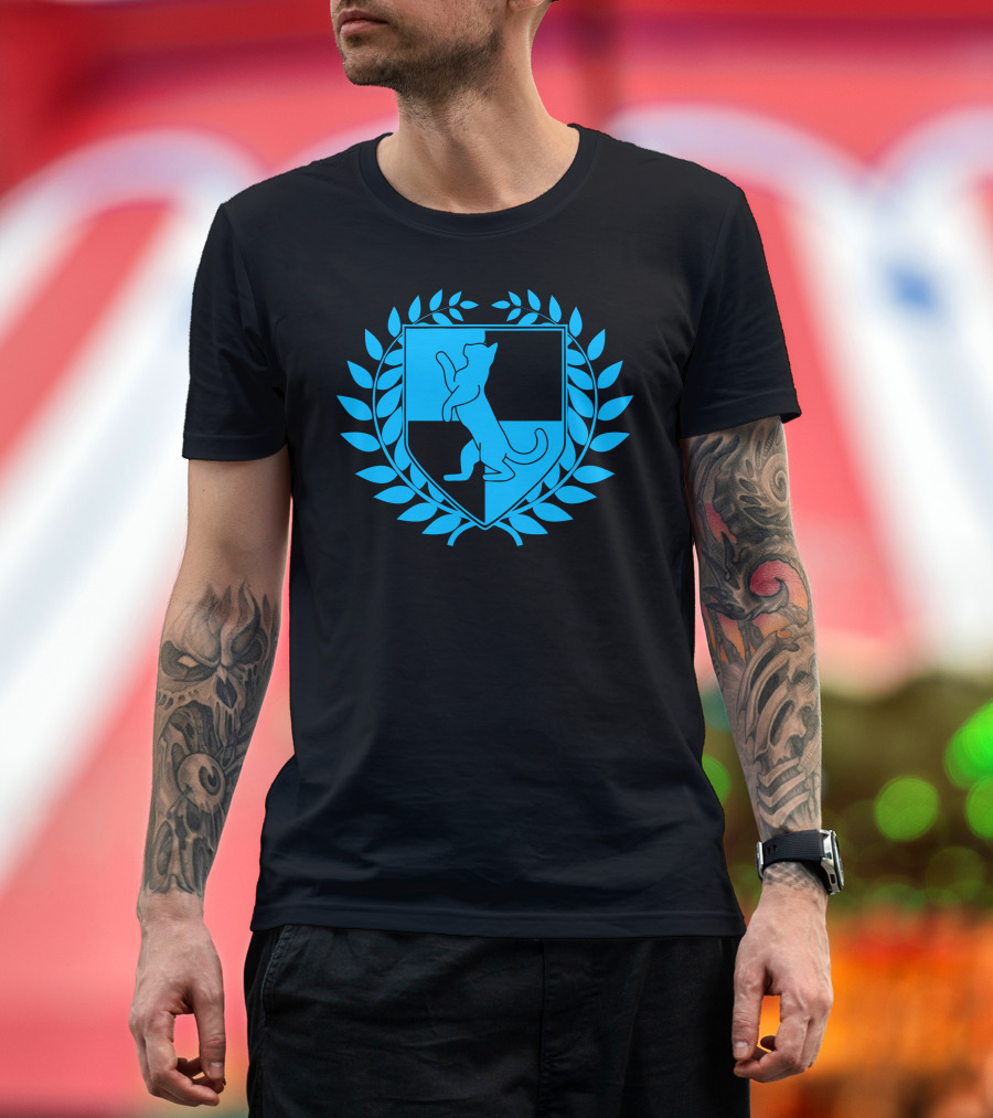 Kitten Crest Blue Laurel Emblem T-Shirt