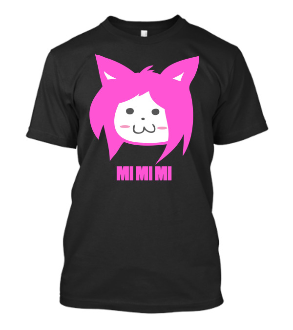 MI MI MI Pink Cat Ears Anime Character Face T-Shirt