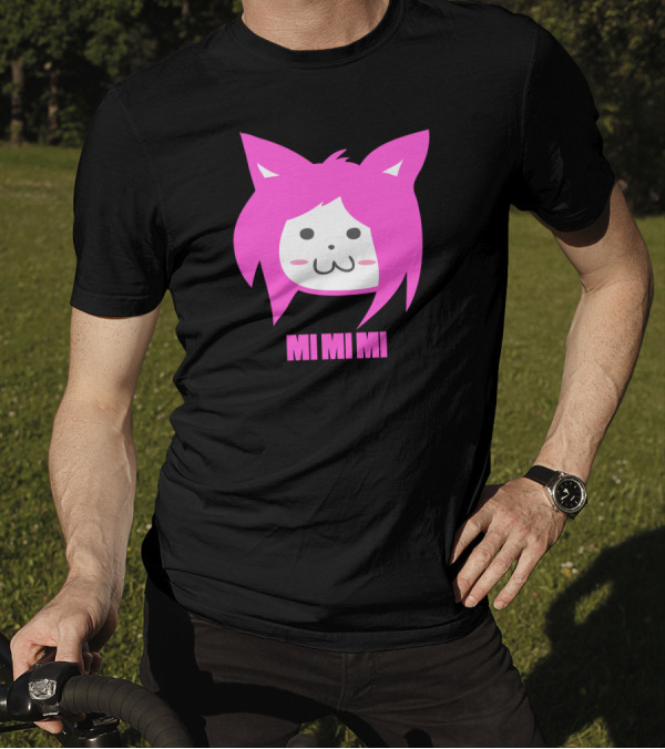 MI MI MI Pink Cat Ears Anime Character Face T-Shirt