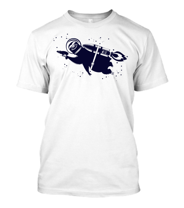 Outer Space Sloth With Rocket And Ray Gun In Galactic Adventure T-Shirt