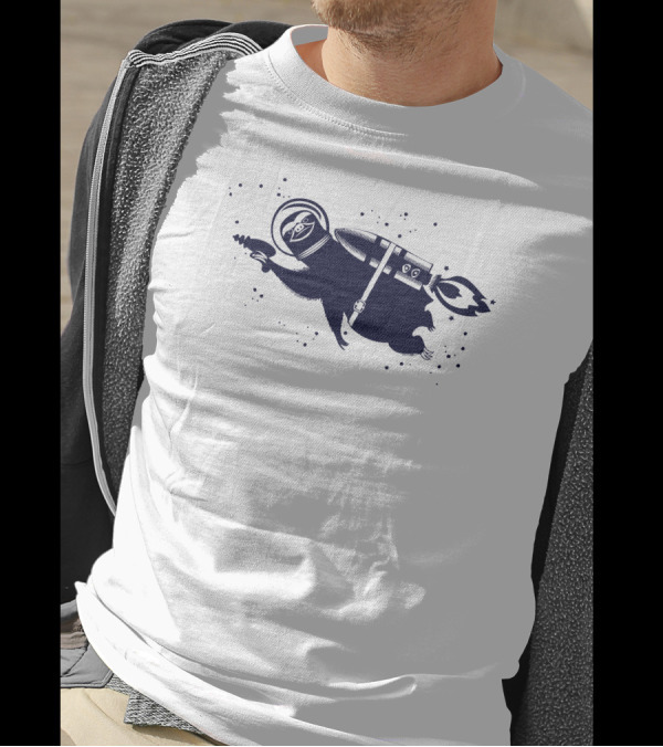 Outer Space Sloth With Rocket And Ray Gun In Galactic Adventure T-Shirt