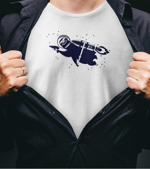 Outer Space Sloth With Rocket And Ray Gun In Galactic Adventure T-Shirt