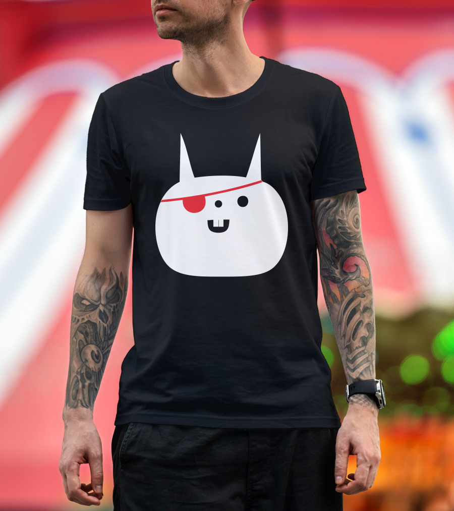 Patch Character Cat Pirate Face T-Shirt
