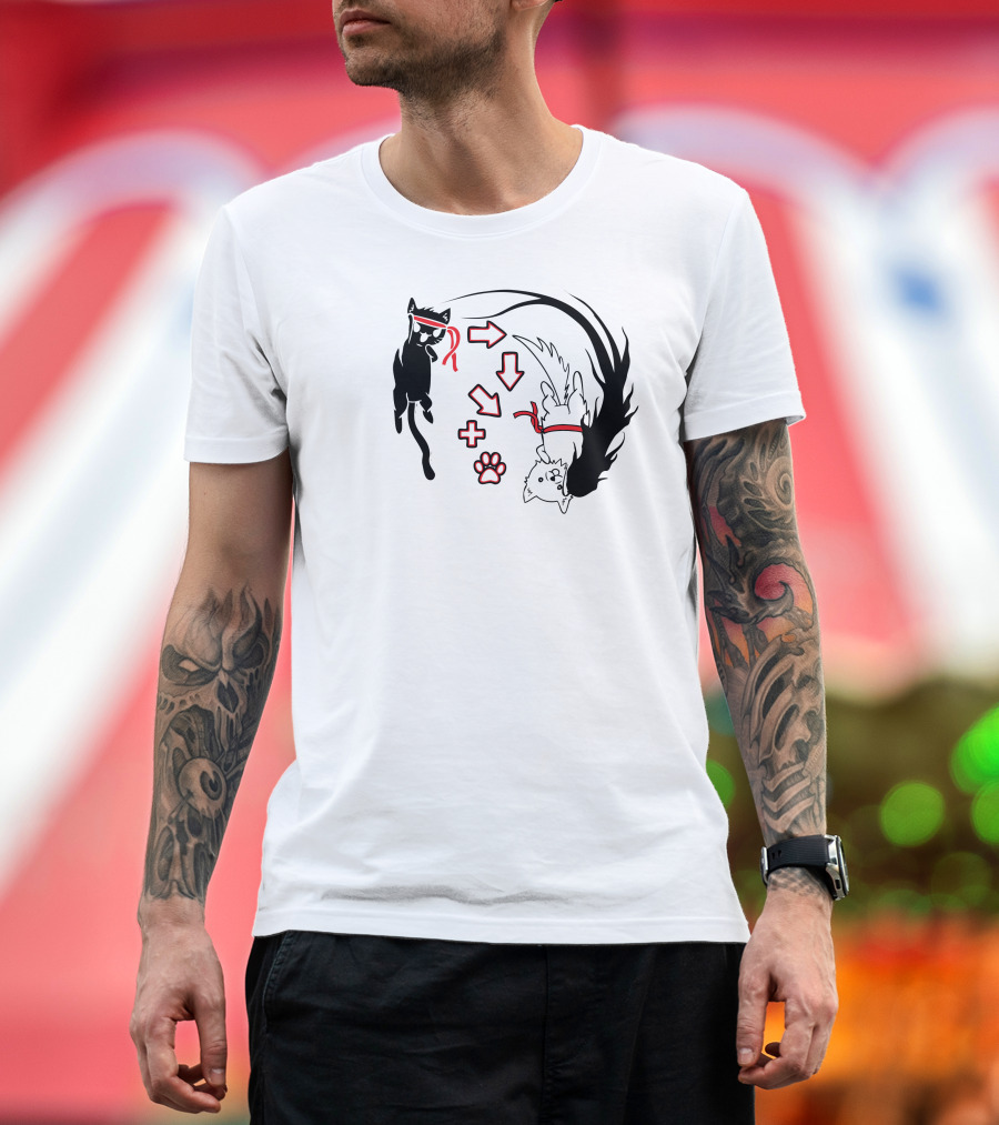 Paw Yuken Cat Fighter Move Icon Circle T-Shirt
