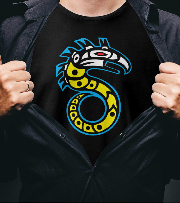 The Run Of Shadow Tribal Serpent And Bird Fusion T-Shirt