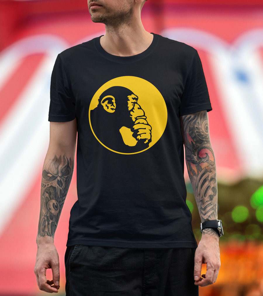 Thinking Ape Contemplative Primate Yellow Circle T-Shirt