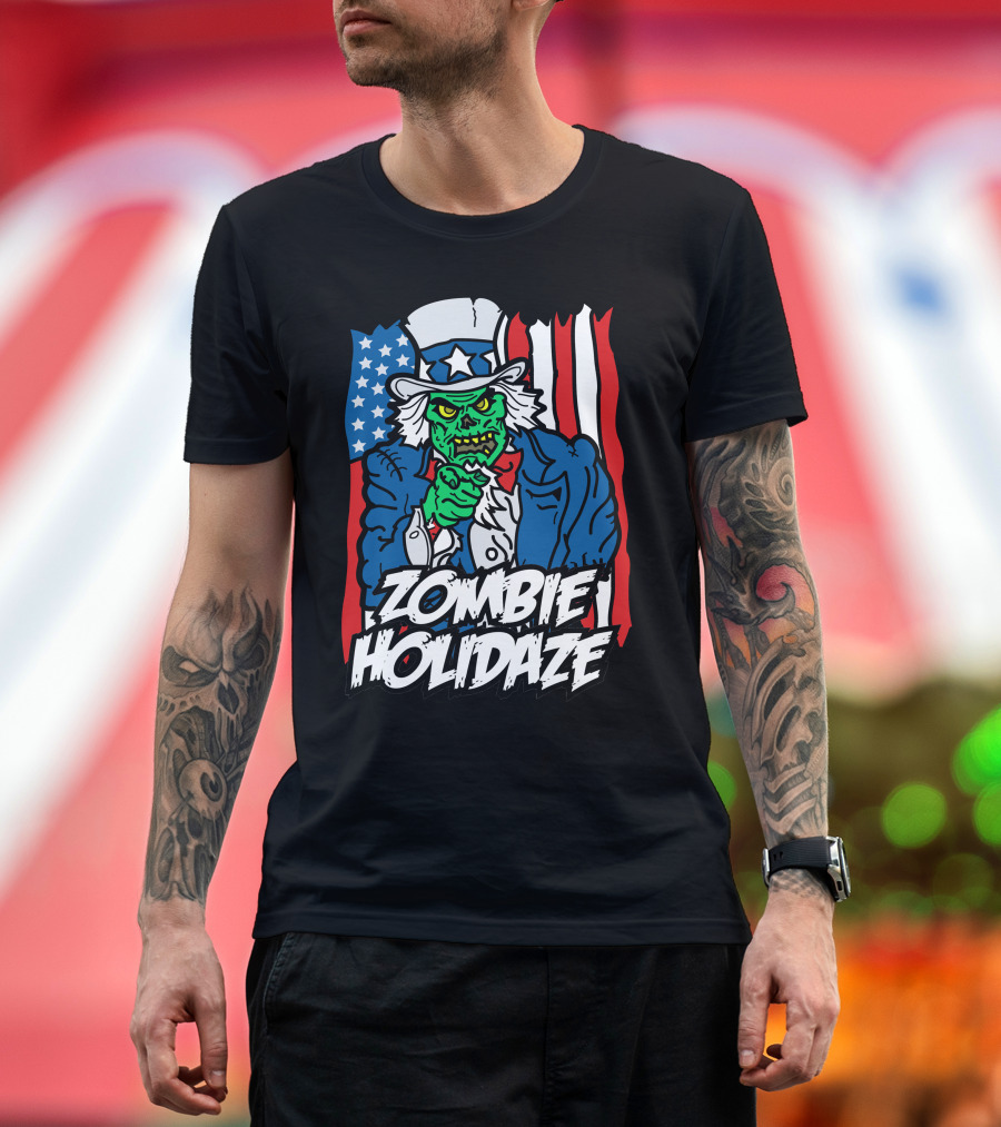 Zombie Holidaze Uncle Sam Undead Patriotic T-Shirt