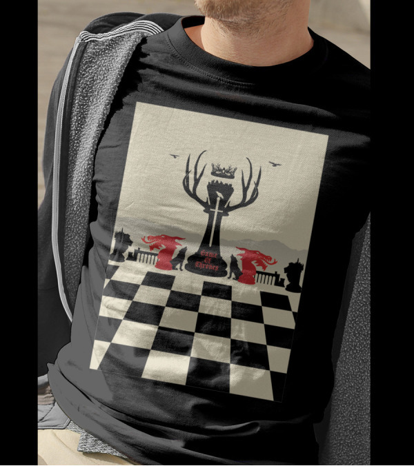 Game Of Thrones Chess Crown And Dragons Battle Board T-Shirt