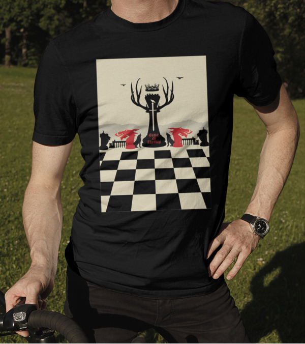 Game Of Thrones Chess Crown And Dragons Battle Board T-Shirt