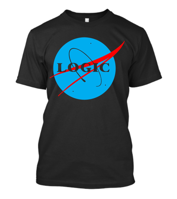 Logic NASA Logo With Red Swoosh On Blue Circle T-Shirt