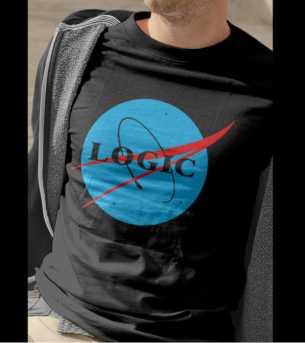 Logic NASA Logo With Red Swoosh On Blue Circle T-Shirt