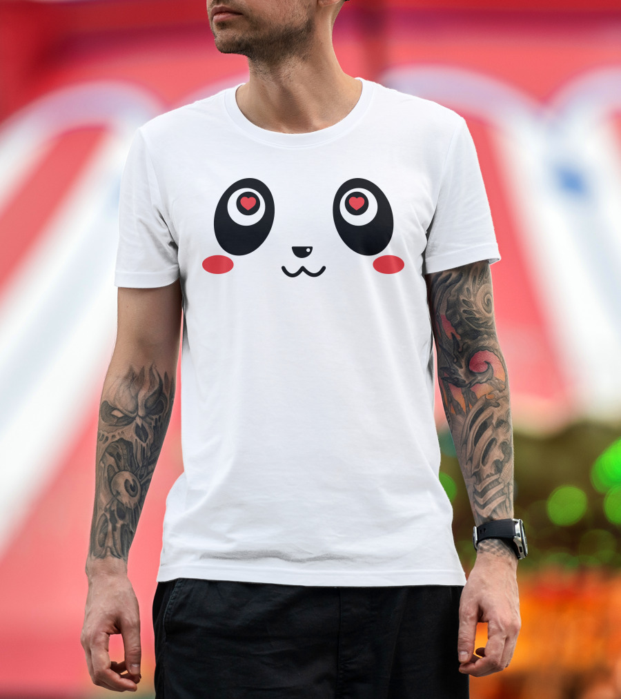 Panda Face Heart Eyes Kawaii T-Shirt