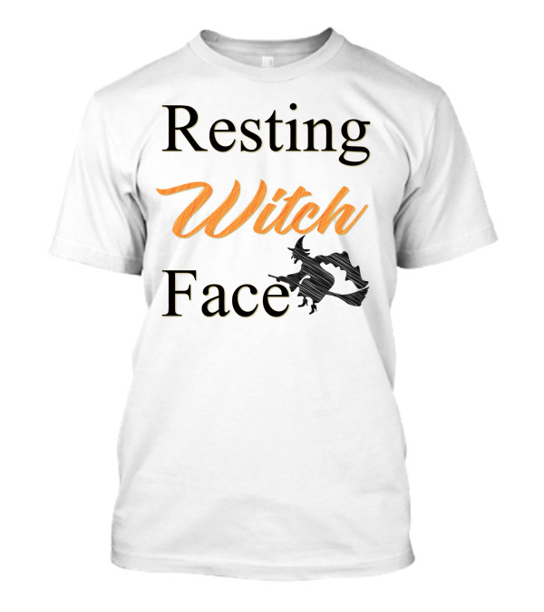 Resting Witch Face Halloween Flying Witch T-Shirt