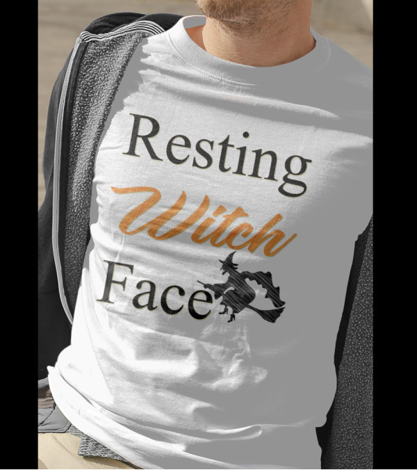 Resting Witch Face Halloween Flying Witch T-Shirt