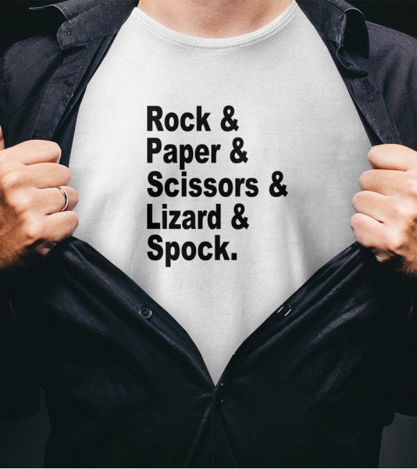 Rock Paper Scissors Lizard Spock Big Bang Theory Geek Nerd T-Shirt