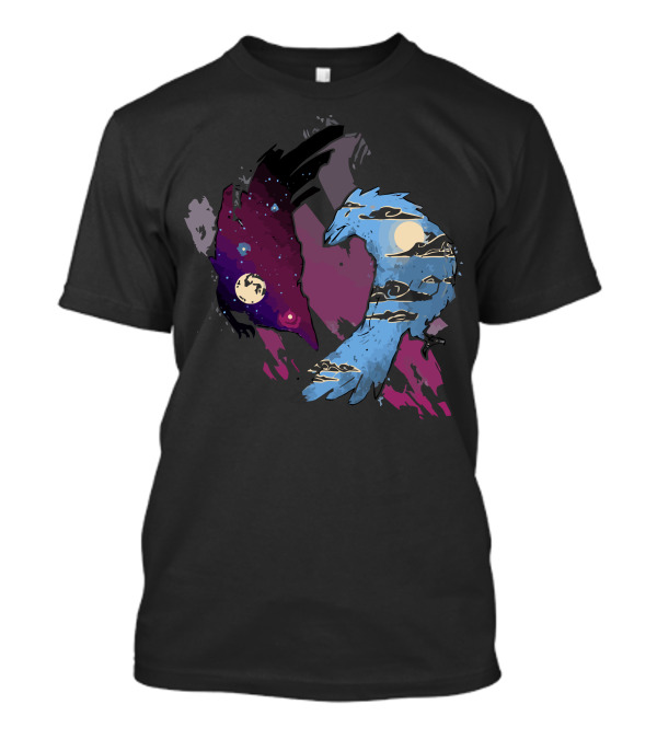Cosmic Yin-Yang With Night And Day Celestial Birds T-Shirt
