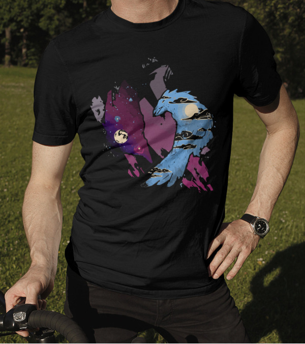 Cosmic Yin-Yang With Night And Day Celestial Birds T-Shirt