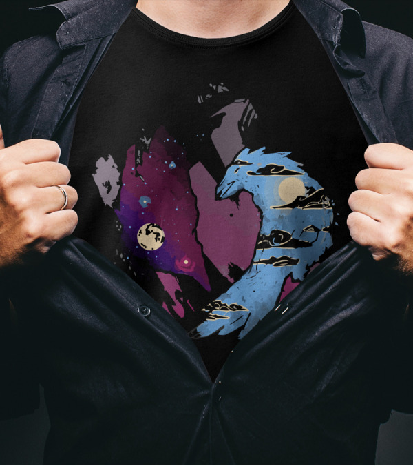 Cosmic Yin-Yang With Night And Day Celestial Birds T-Shirt