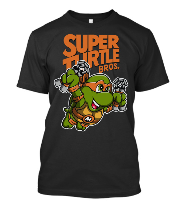 Super Turtle Bros Mikey Flying Nunchucks Hero T-Shirt