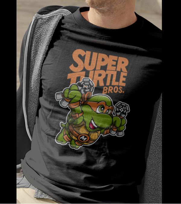 Super Turtle Bros Mikey Flying Nunchucks Hero T-Shirt