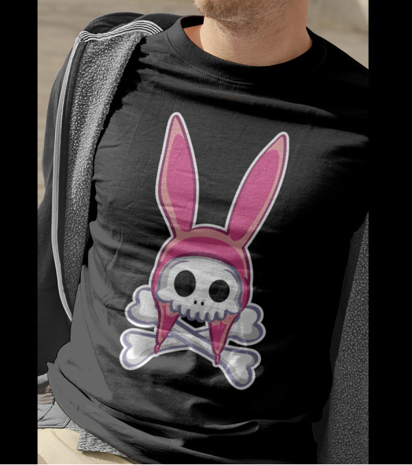 Taking It To My Grave Pink Bunny Skull And Crossbones T-Shirt