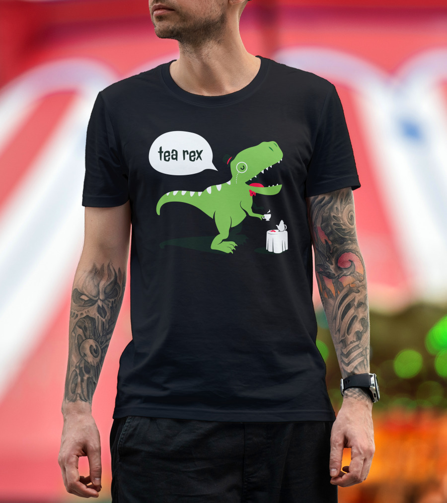 Tea Rex Dinosaur with Teacup and Top Hat T-Shirt