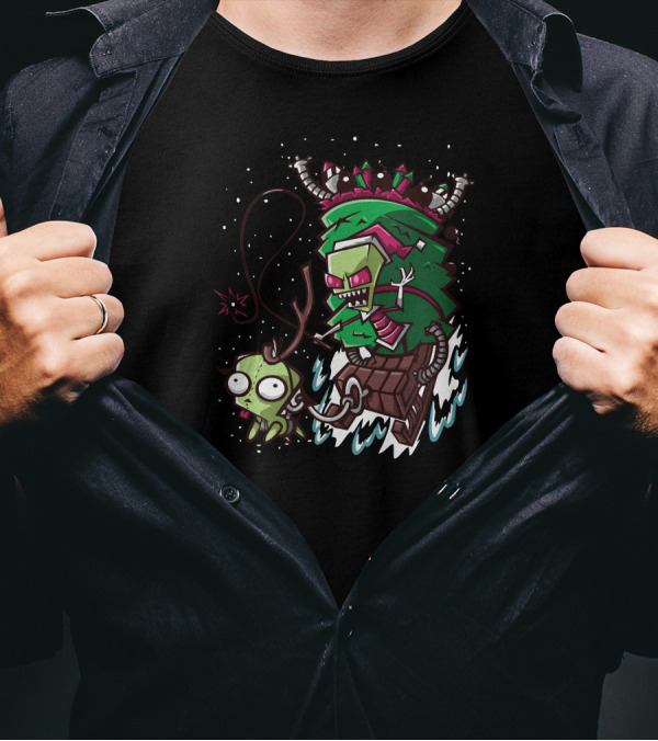 The Invader Stole X Mas Captain Emulating A Grinchy Holiday Melee T-Shirt