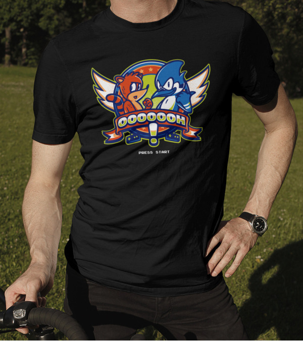 Oooooh Press Start Featuring Iconic Duo And Nostalgic Wings T-Shirt