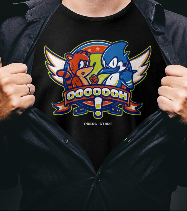 Oooooh Press Start Featuring Iconic Duo And Nostalgic Wings T-Shirt