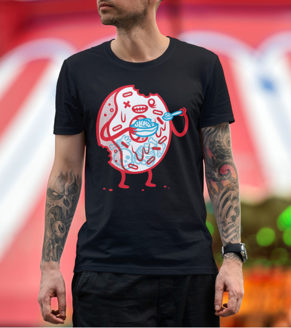 Premium T-Shirt: Zombie Donut Eating Bowl of Brains T-Shirt Zombie Donut Eating Bowl of Brains T-Shirt