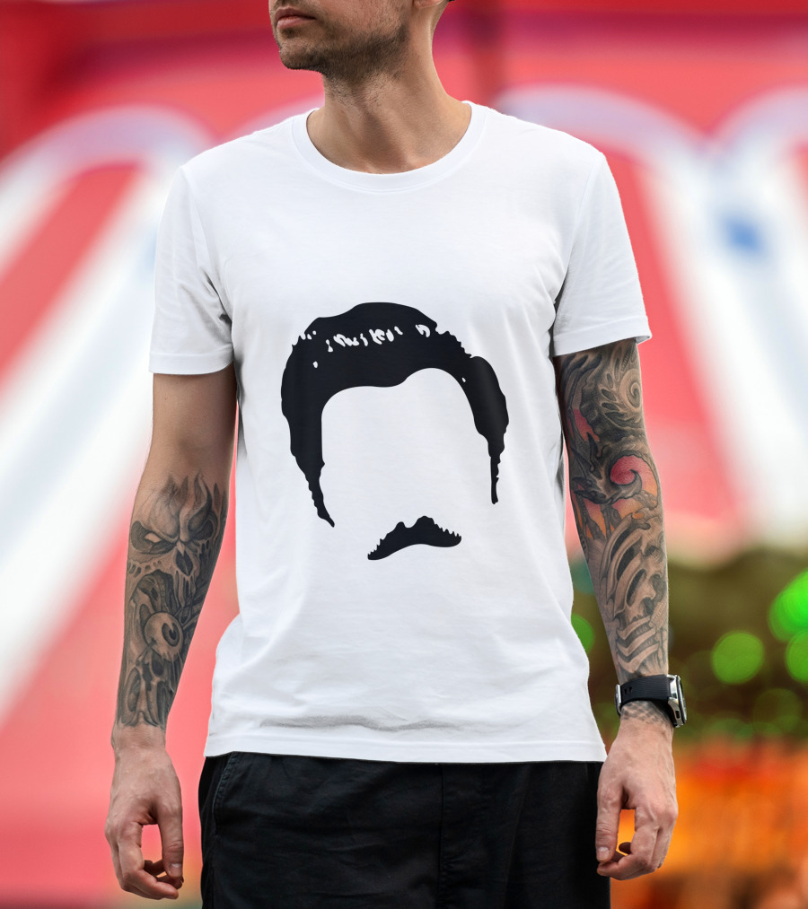 On Heathered Gray Silhouette Iconic Moustache and Hair T-Shirt