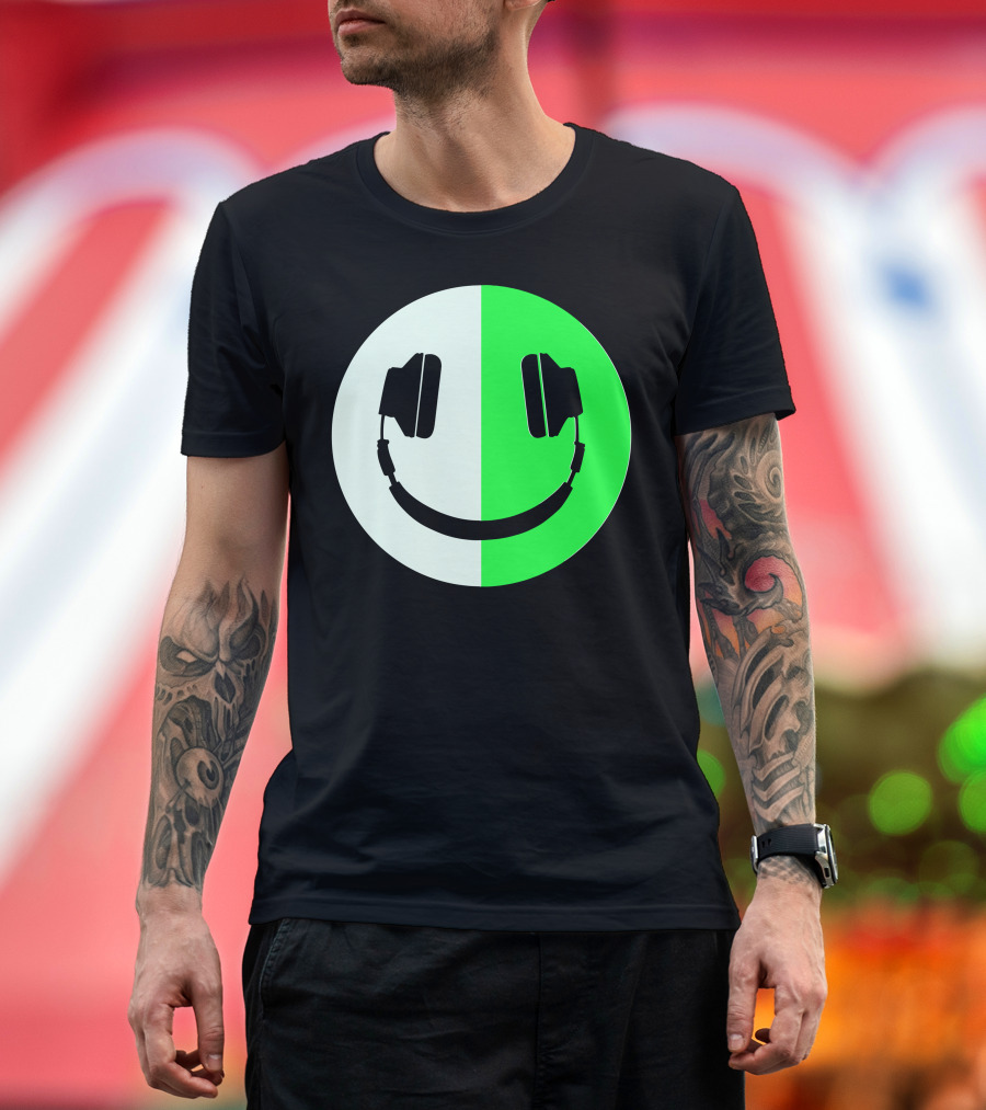 Glow In The Dark Smiley Face Headphones T-Shirt