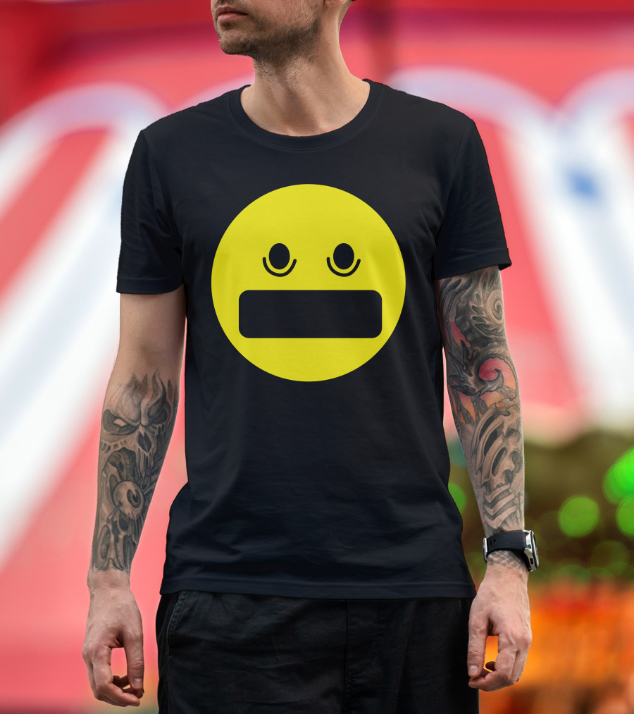 Hah Yellow Emoji Face with Surprised Expression T-Shirt