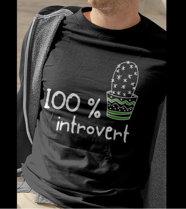 100 Percent Introvert Funny Cute Sarcastic Cactus T-Shirt