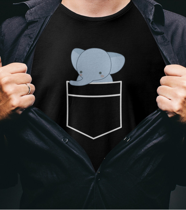 I Have An Elephant In My Pocket New Cute Blue Elephant Peeking Out T-Shirt