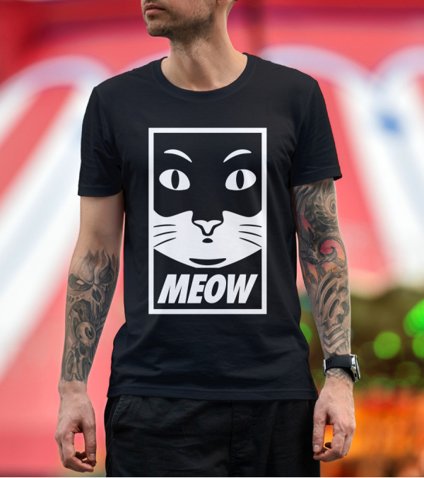Premium T-Shirt: MEOW Obey Cat T-Shirt MEOW Obey Cat T-Shirt