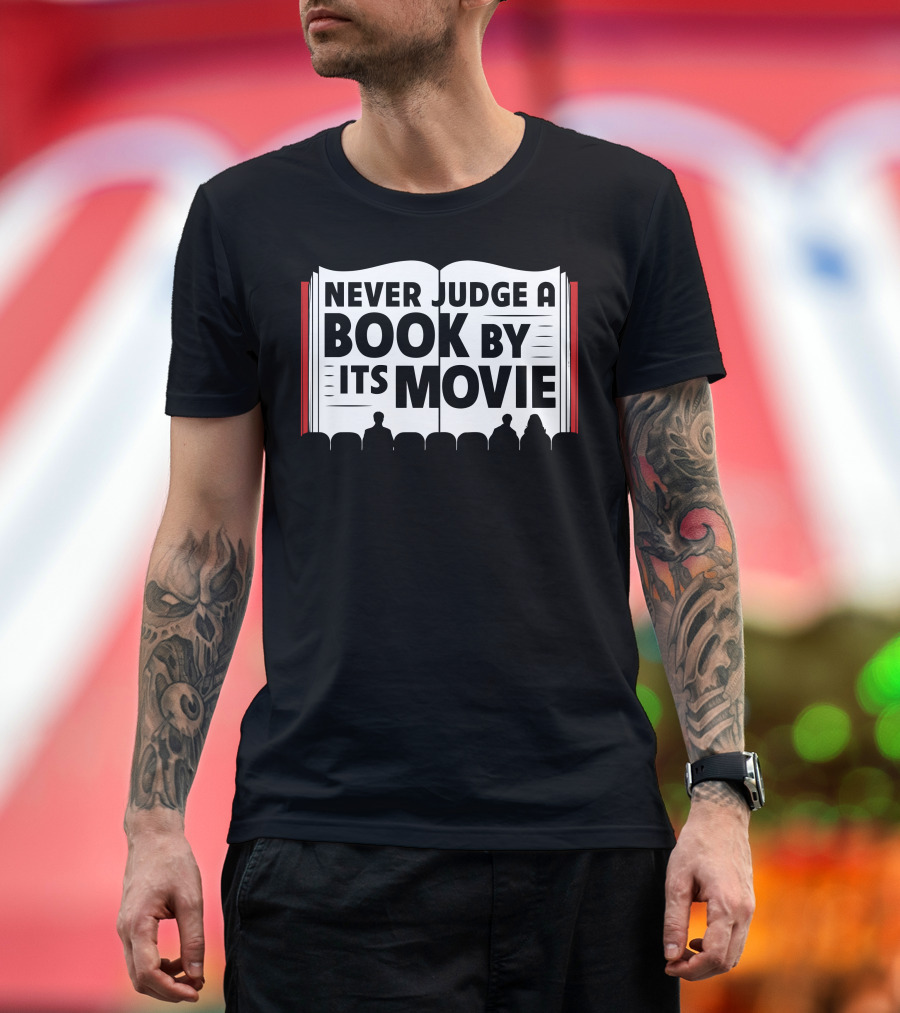 Never Judge A Book By Its Movie Iconic Open Book Theater Audience T-Shirt