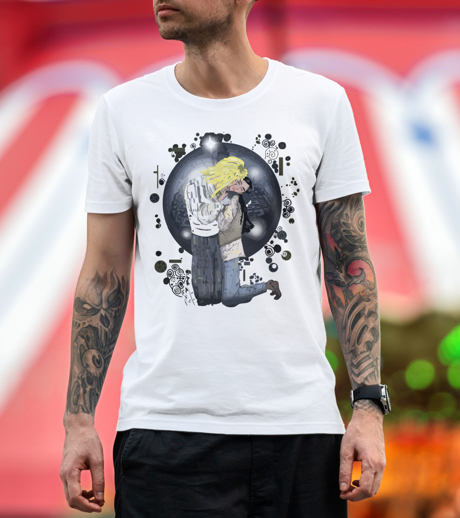Jareth and Sarah Embrace from Labyrinth T-Shirt