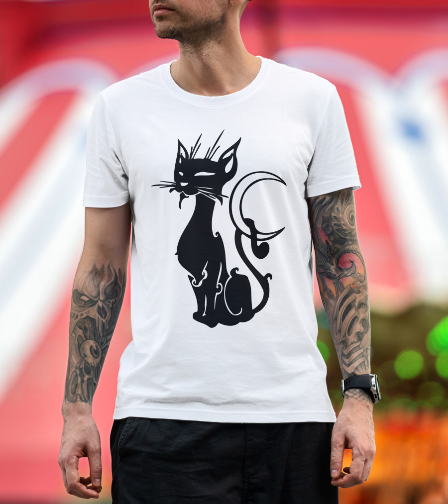 Cat Tribal Crescent Moon T-Shirt