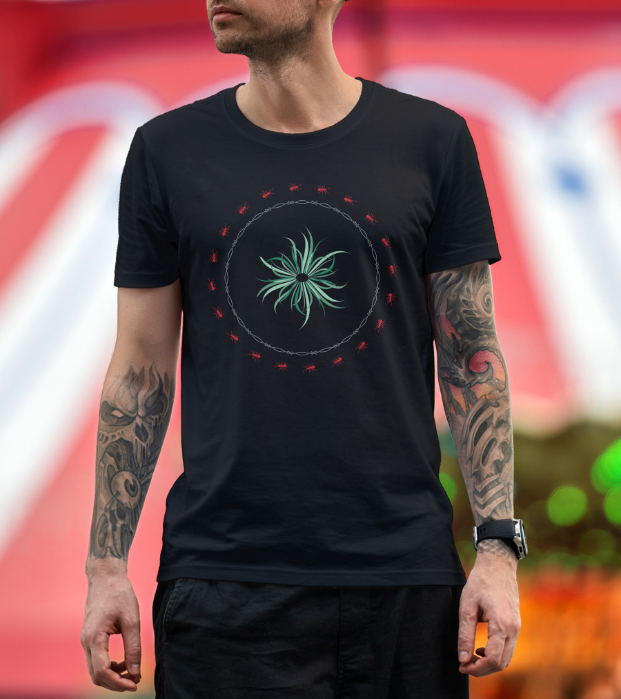 Save Tree Handprint Circle Ants Green Central Plant T-Shirt