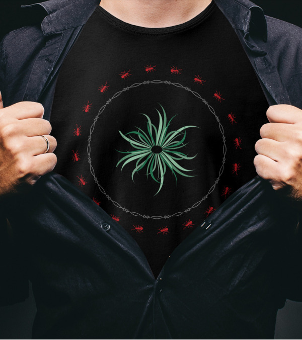 Save Tree Handprint Circle Ants Green Central Plant T-Shirt