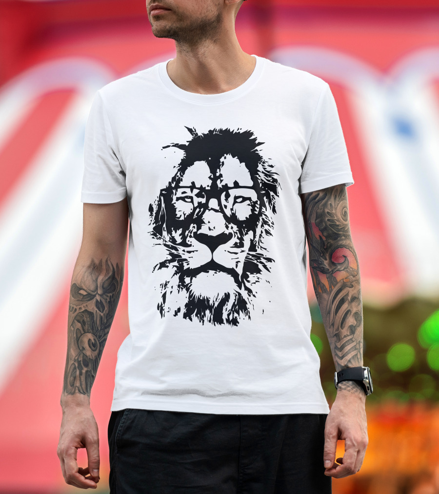 King Lion with Glasses in the Library T-Shirt