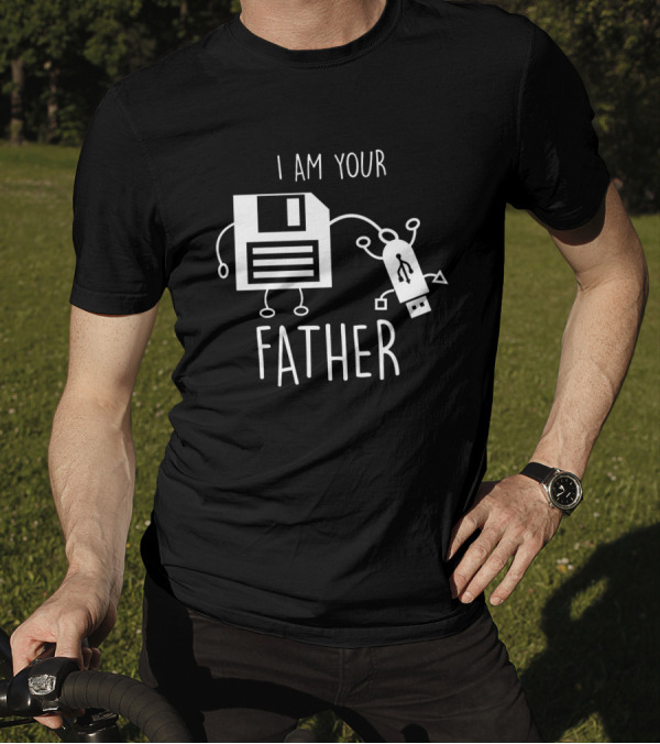 Funny Floppy Disk To USB I Am Your Father Retro Tech Joke T-Shirt