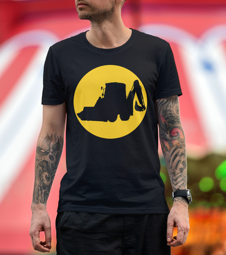 JCB Construction Equipment Backhoe Loader Icon Yellow Circle T-Shirt