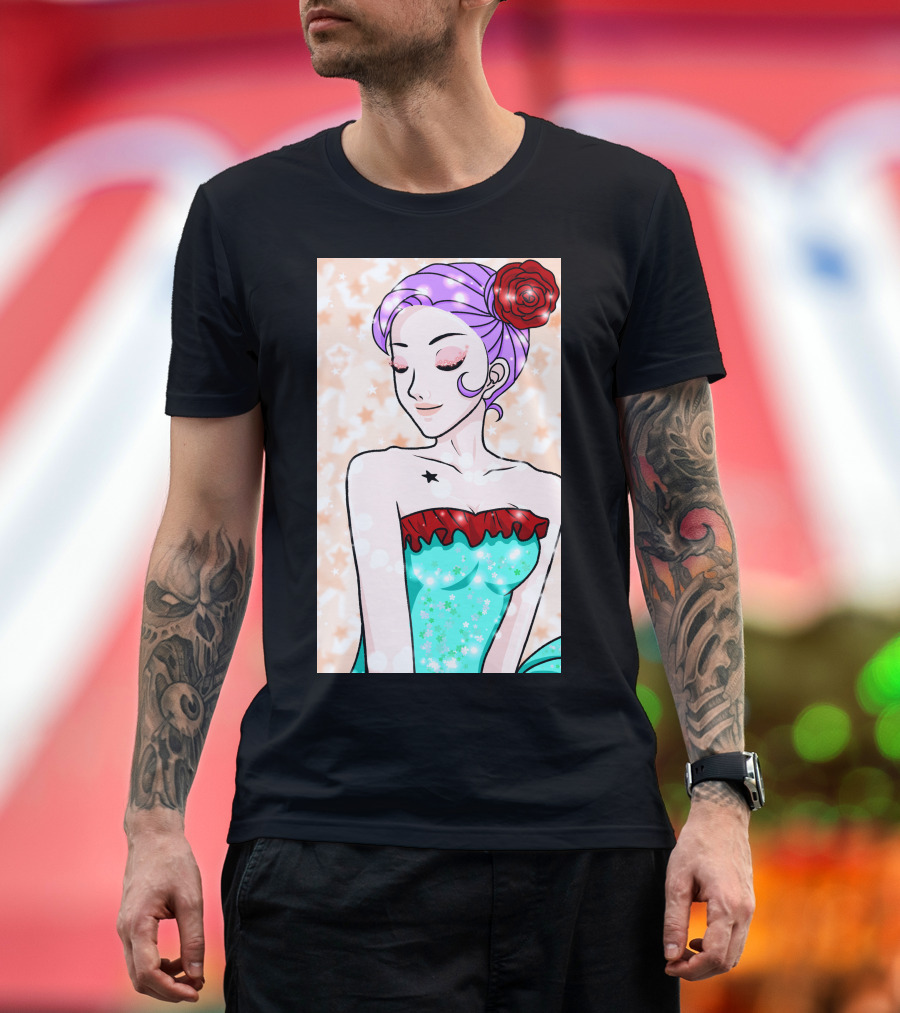 Sparkling Ballerina Star Tattoo Red Flower Purple Hair Mint Dress T-Shirt
