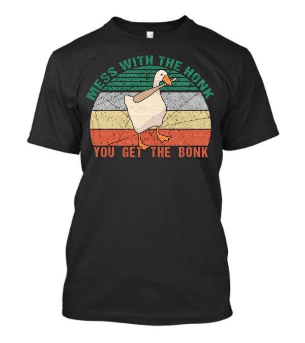 Mess With The Honk You Get The Bonk Retro Sunset Duck T-Shirt