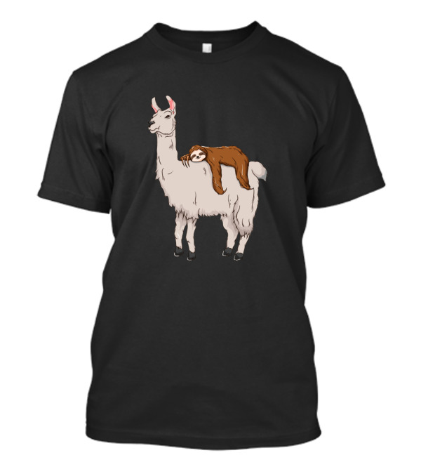 Sleepy Sloth Lounging On Chill Llama T-Shirt