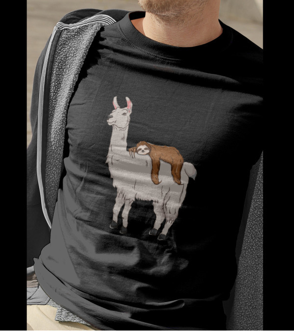 Sleepy Sloth Lounging On Chill Llama T-Shirt