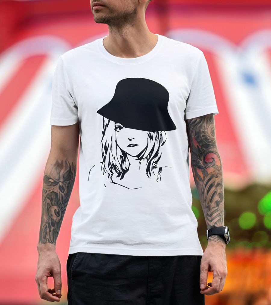 Gal Mysterious Monochrome Silhouette with Hat T-Shirt