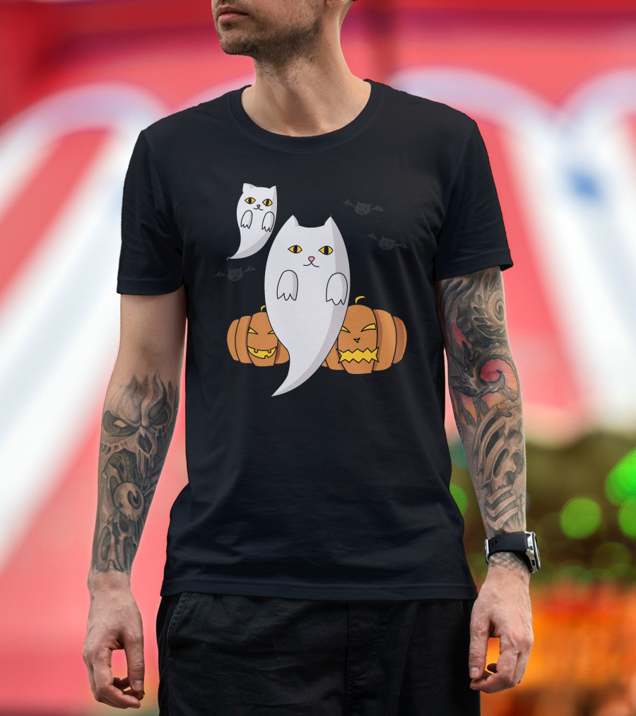 Halloween Pumpkin Ghost Lanterns with Bats T-Shirt